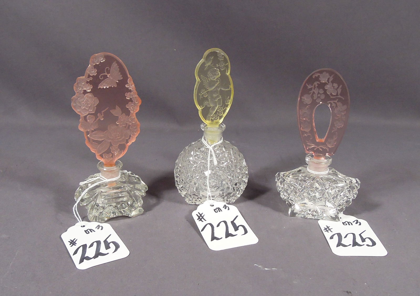 GROUP OF THREE VINTAGE CYRSTAL PERFUME BOTTLES (1 of 1)