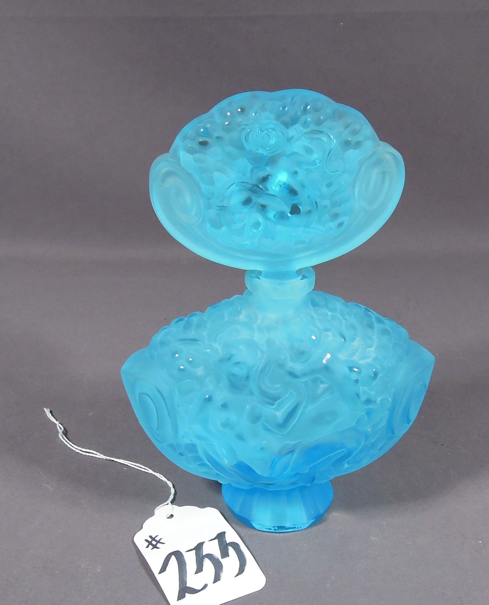 LARGE FROSTED CRYSTAL PERFUME BOTTLE (1 of 3)