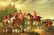 125: LARGE OIL ON CANVAS: HUNT SCENE