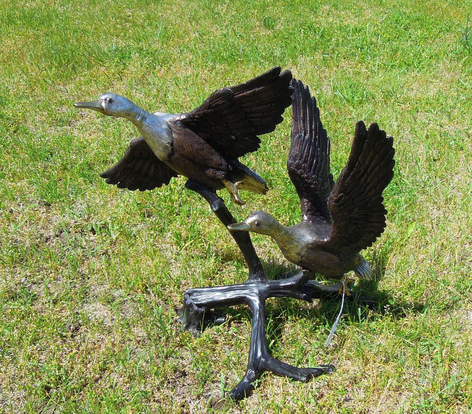VERY FINE BRONZE SCULPTURE/FOUNTAIN OF DUCKS IN FLIGHT (1 of 2)