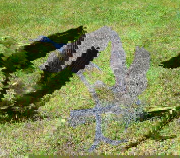 VERY FINE BRONZE SCULPTURE/FOUNTAIN OF DUCKS IN FLIGHT: Two ducks with outstretched wings. Elaborate detail. Three color patina. This bronze can be used as a fountain with water emerging from each ducks mouth. 25 1/2" high, 27" wide.