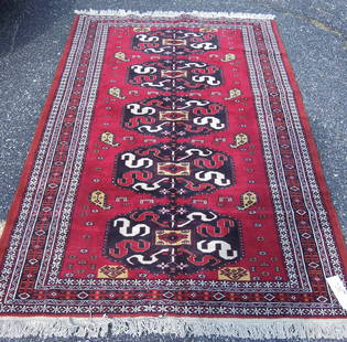 HAND KNOTTED PERSIAN AREA RUG: 4.7 X 7