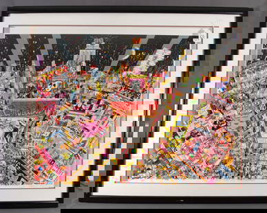 CHARLES FAZZINO (1955- ) AMERICAN: Original 3D Pop Art "A New Year on Broadway". Limited Edition 303/450. Hand signed lower right in pencil. Overall framed 42 3/4" x 53 1/2".
