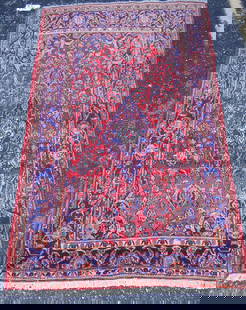 HAND KNOTTED PERSIAN AREA RUG: 4.3 X 5