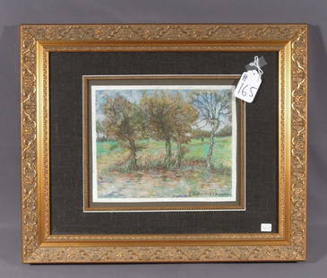 PAUL EMILE PISSARRO (1884-1972) FRENCH: Original pastel "Marcher Dans le Champ". Hand signed by Paul Emile. Certified on verso by Katia Pissarro. Overall framed 20 1/2" x 24 1/2".