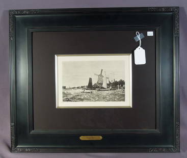 CLAUDE MONET (1840-1926) FRENCH (AFTER): Original Off-set Lithograph on Japon paper "Vue de Hollande". Circa 1921. Signed in the plate. Overall framed 22 1/2" x 26 1/2".