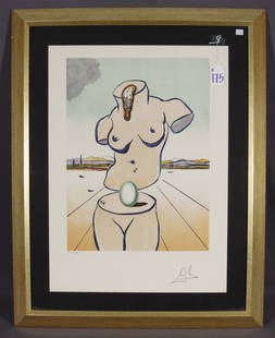 SALVADOR DALI (1904-1989) SPANISH: Rare Limited Edition original Lithograph on paper "Birth of Venus". Circa 1971. LE 290/350. Hand signed and numbered by Dali. Authenticated by Bruce Hochman on verso. Overall framed 38 3/4" x 30