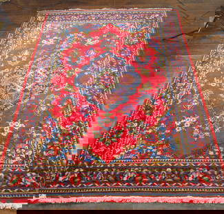HAND KNOTTED SAROUK AREA RUG: 5.2 X 7.3
