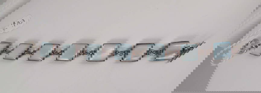 VINTAGE LADIES STERLING SILVER & MOTHER-OF-PEARL BRACELET: 6 1/2" long.