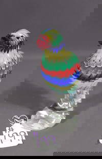HAND BLOWN ITALIAN ART GLASS PARROT: 7 1/2" high.