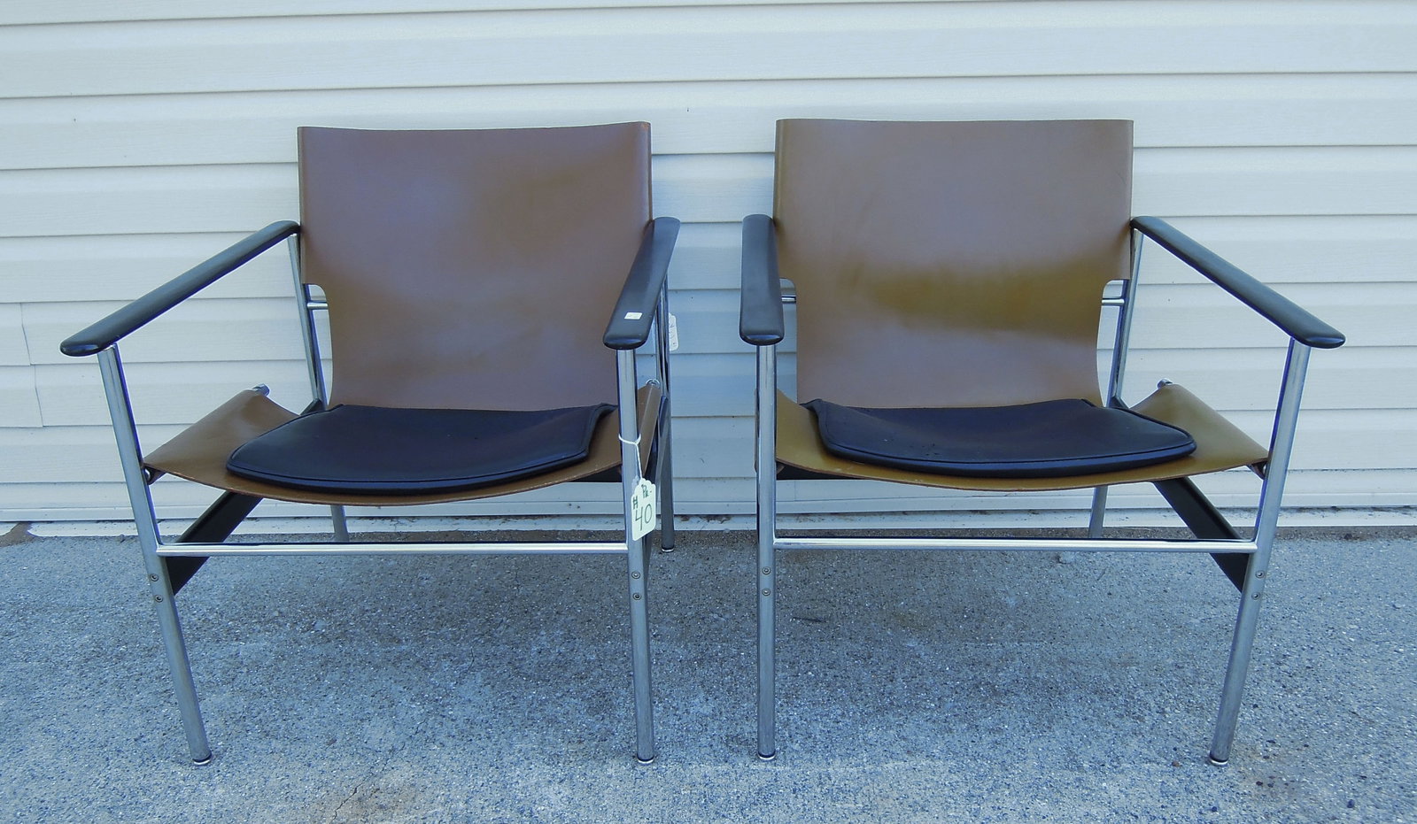 PAIR VINTAGE CHARLES POLLOCK BY KNOLL SLING CHAIRS (1 of 3)