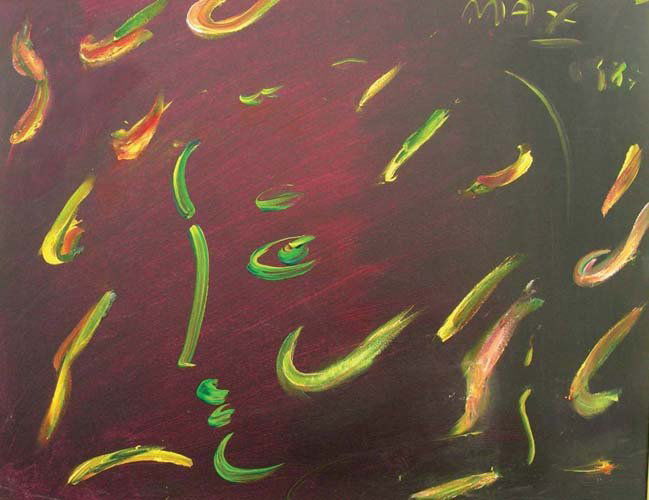 PETER MAX (1937- ) GERMAN - ORIGINAL ACRYLIC ON C: PETER MAX (1937- ) GERMAN - ORIGINAL ACRYLIC ON CANVAS "MIDNIGHT PROFILE" (SEE PHOTO) Circa 1988. Hand signed in paint, upper right. Stamped and numbered by Peter Max studios on verso. Brown frame. Im