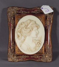 BEAUTIFUL CARVED COMPOSITION PLAQUE OF WOMAN