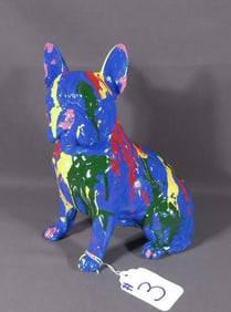 HAND PAINTED POP ART RESIN SCULPTURE OF BULLDOG