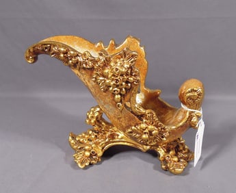 VERY ORNATE GILT RESIN WINE BOTTLE HOLDER