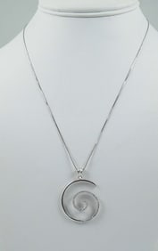 LADIES 14K W.G. & DIAMOND SWIRL DESIGN NECKLACE