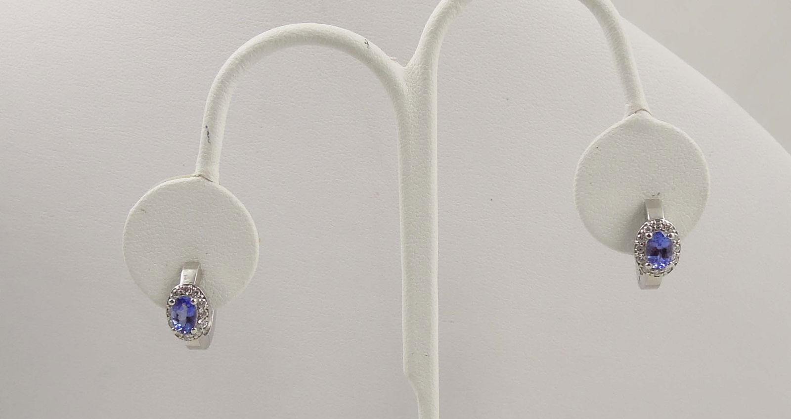 PAIR LADIES FINE 14K W.G., TANZANITE & DIAMOND EARRINGS (1 of 1)