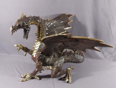 SPECTACULAR BRONZE SCULPTURE OF DRAGON WITH SPECIAL PATINA