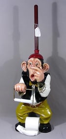 HUMOROUS HAND PAINTED TOILET MONKEY