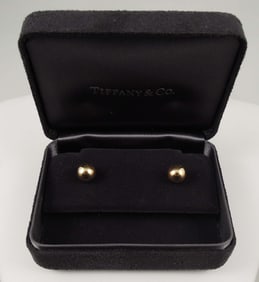 PAIR TIFFANY & CO. 18K Y.G. STUD EARRINGS