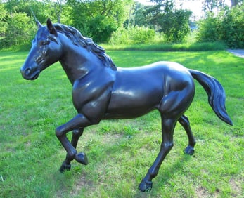 LIFE SIZE BRONZE SCULPTURE OF STANDING HORSE
