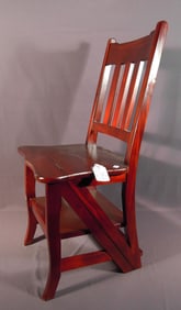 HAND CARVED MAHOGANY CHAIR/LIBRARY STEPS