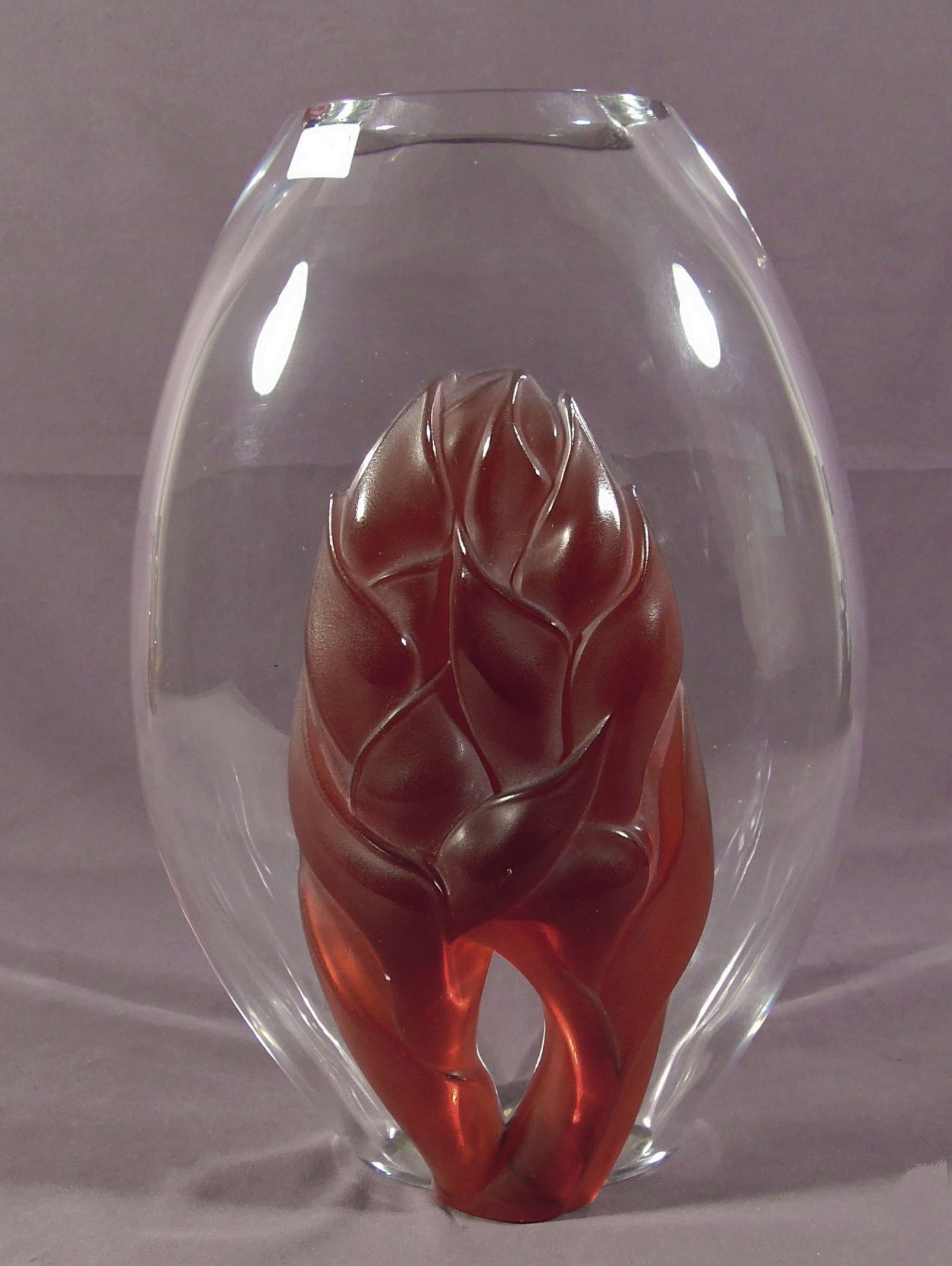 FRENCH LALIQUE CRYSTAL MARTINQUE VASE (1 of 3)