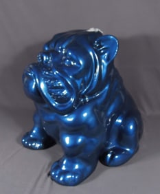LARGE HAND PAINTED RESIN SEATED BULL DOG