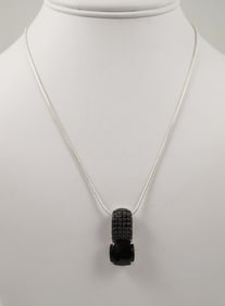 LADIES VINTAGE STERLING SILVER & BLACK SPINEL NECKLACE
