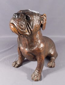 BRONZE SCULPTURE OF SEATED BULLDOG