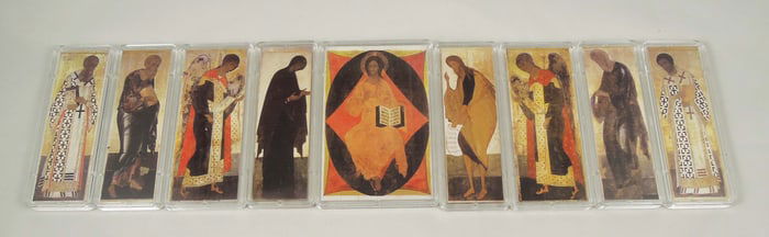 VERY RARE GROUP OF NINE .999 SILVER BULLION  RUSSIAN ORTHODOX ICONS