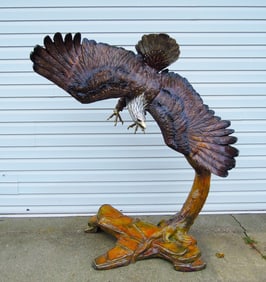 MONUMENTAL BRONZE SCULPTURE OF EAGLE IN FLIGHT
