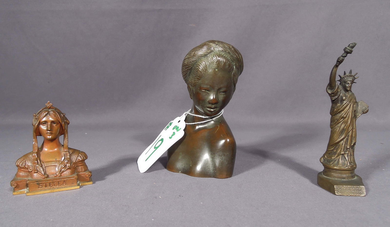 GROUP OF THREE ANTIQUE MINIATURE BRONZE SCULPTURES (1 of 1)