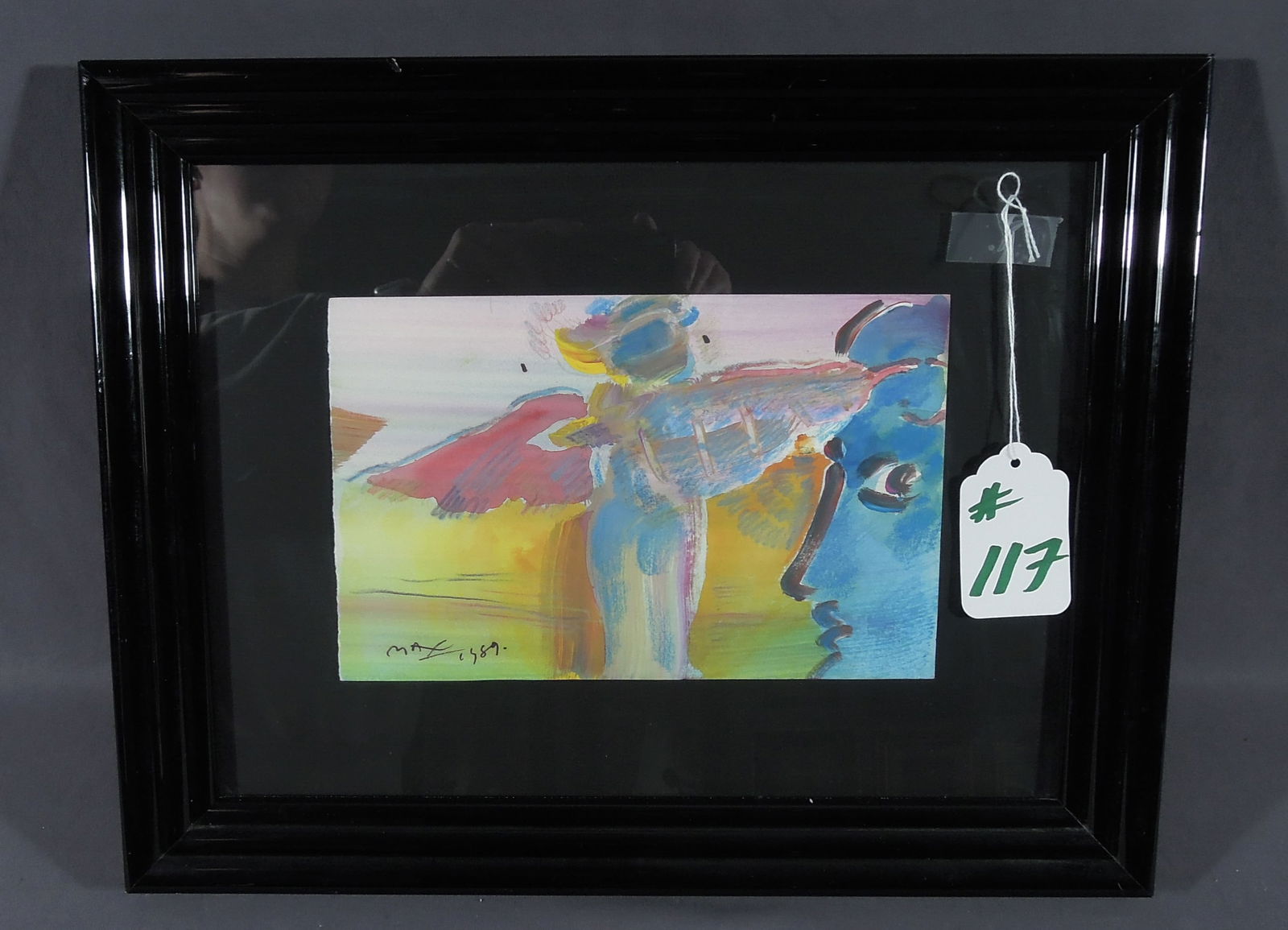 PETER MAX (1937- ) GERMAN: Original mixed media drawing on paper "Angel with Profile". Hand signed Max, lower left and dated 1989. Overall 13" x 16 1/2".