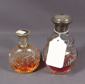 TWO VINTAGE CRYSTAL PERFUME BOTTLES