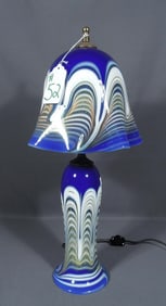 BEAUTIFUL HAND BLOWN ART GLASS TABLE LAMP