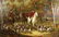 115: LARGE OIL ON CANVAS: HUNT SCENE