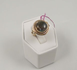 LADIES VINTAGE STERLING SILVER & LABRADORITE RING