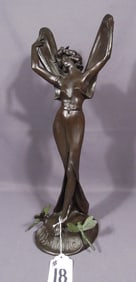 VINTAGE HEAVY BRONZE SCULPTURE OF WOMAN WITH WINGS "LIBELLULE"