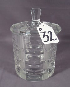 HEAVY EUROPEAN CUT CRYSTAL BISCUIT JAR