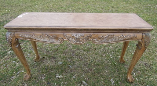 HAND CARVED WOODEN CONSOLE TABLE
