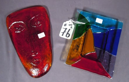 TWO ITALIAN HAND BLOWN MURANO ART GLASS ACCESSORIES