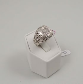 DESIGNER JOHN HARDY STERLING SILVER & DIAMOND RING