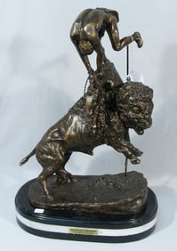 BRONZE SCULPTURE "BUFFALO HORSE" AFTER FREDRIC REMINGTON