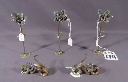 GROUP OF FIVE CUSTOM MADE STEEL WORK ACCESSORIES