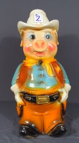 VINTAGE CHALKWARE STANDING PIG BANK