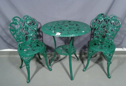 SMALL SCALE CAST IRON & ALUMINUM THREE PIECE CAFÉ SET