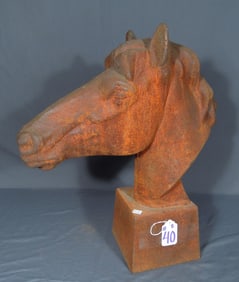 HEAVY VINTAGE CAST IRON BUST OF HORSE