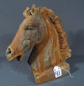 HEAVY VINTAGE CAST IRON BUST OF HORSE
