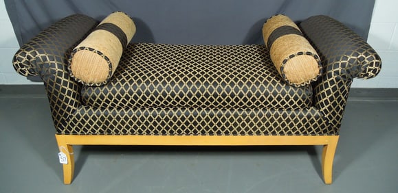 FINE WOOD AND UPHOLSTERED WINDOW BENCH